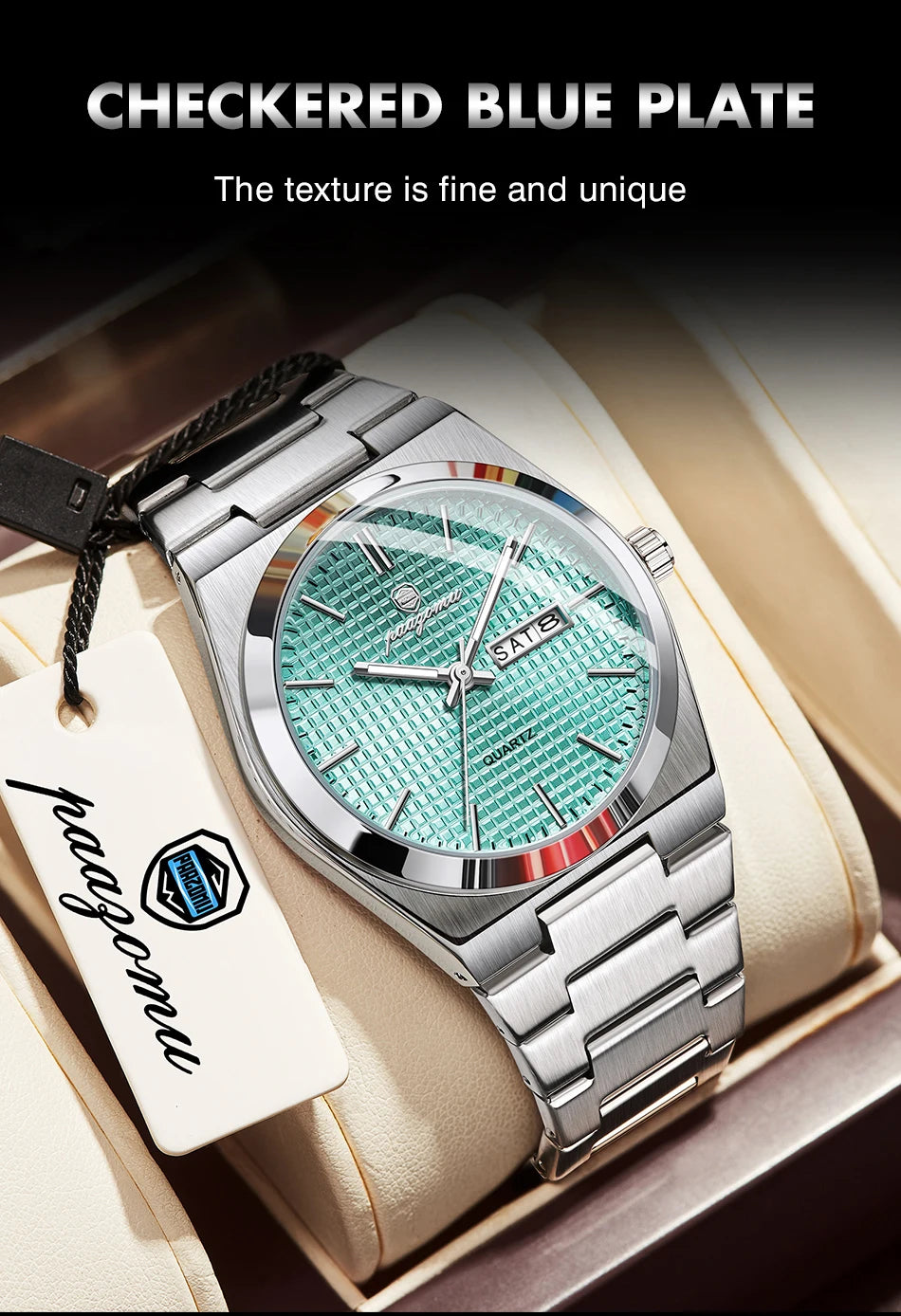 POEDAGAR  Luxury Businessman Watch Week Date Waterproof Luminous Watches for Men Stainless Steel Quartz Fashion Male Wrist Watch