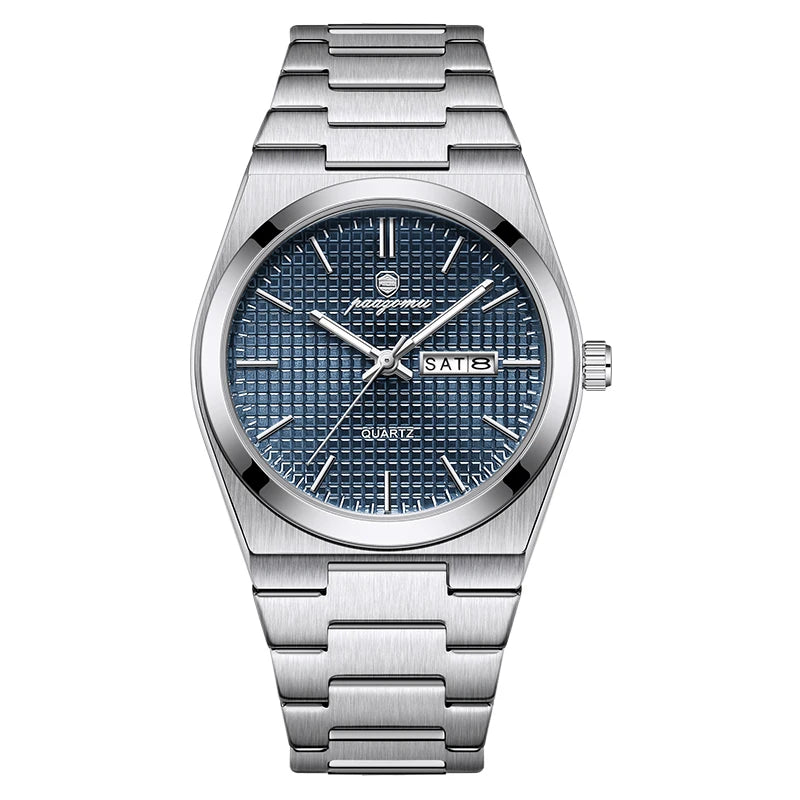 POEDAGAR  Luxury Businessman Watch Week Date Waterproof Luminous Watches for Men Stainless Steel Quartz Fashion Male Wrist Watch