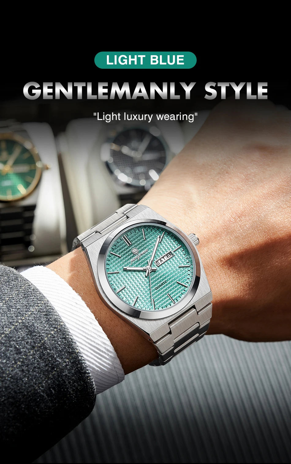 PAAZOMU Top Original Men's Watches Stainless Steel Waterproof Luminous Man Watch Date Week Classic Trendy Quartz Men Wristwatch