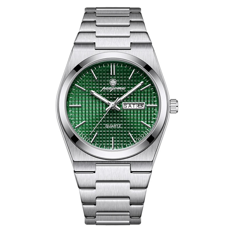 POEDAGAR  Luxury Businessman Watch Week Date Waterproof Luminous Watches for Men Stainless Steel Quartz Fashion Male Wrist Watch