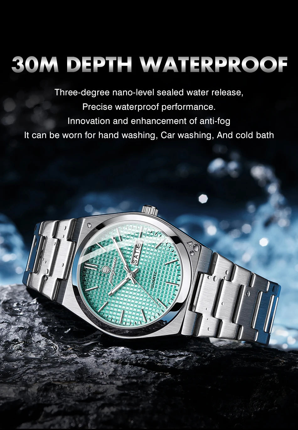 POEDAGAR  Luxury Businessman Watch Week Date Waterproof Luminous Watches for Men Stainless Steel Quartz Fashion Male Wrist Watch