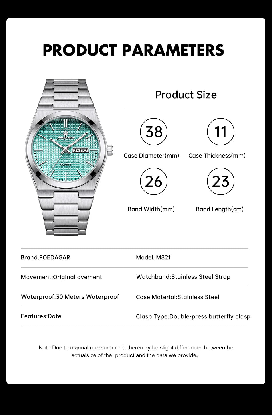 POEDAGAR  Luxury Businessman Watch Week Date Waterproof Luminous Watches for Men Stainless Steel Quartz Fashion Male Wrist Watch