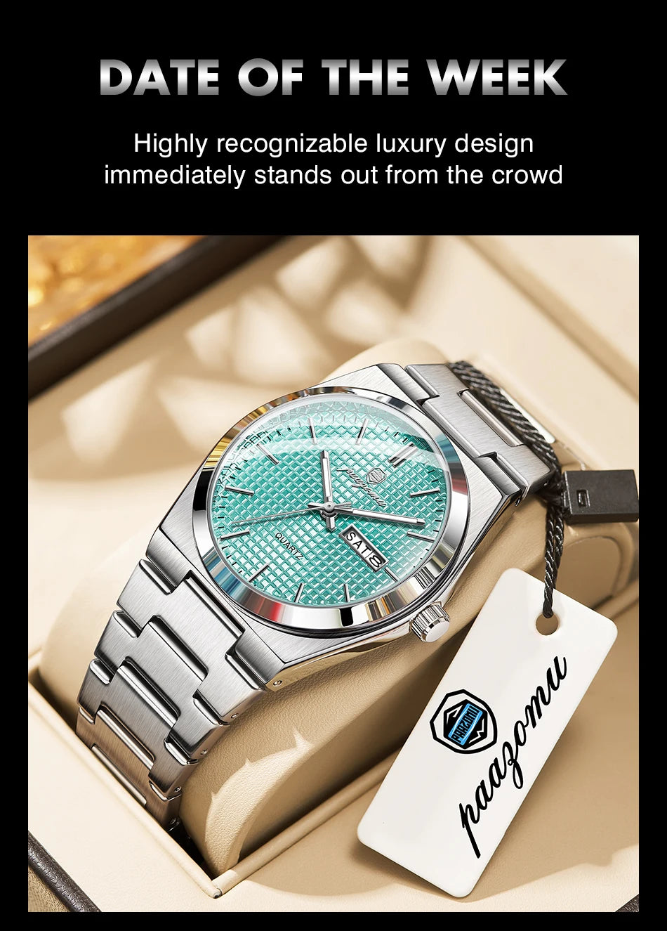 POEDAGAR  Luxury Businessman Watch Week Date Waterproof Luminous Watches for Men Stainless Steel Quartz Fashion Male Wrist Watch