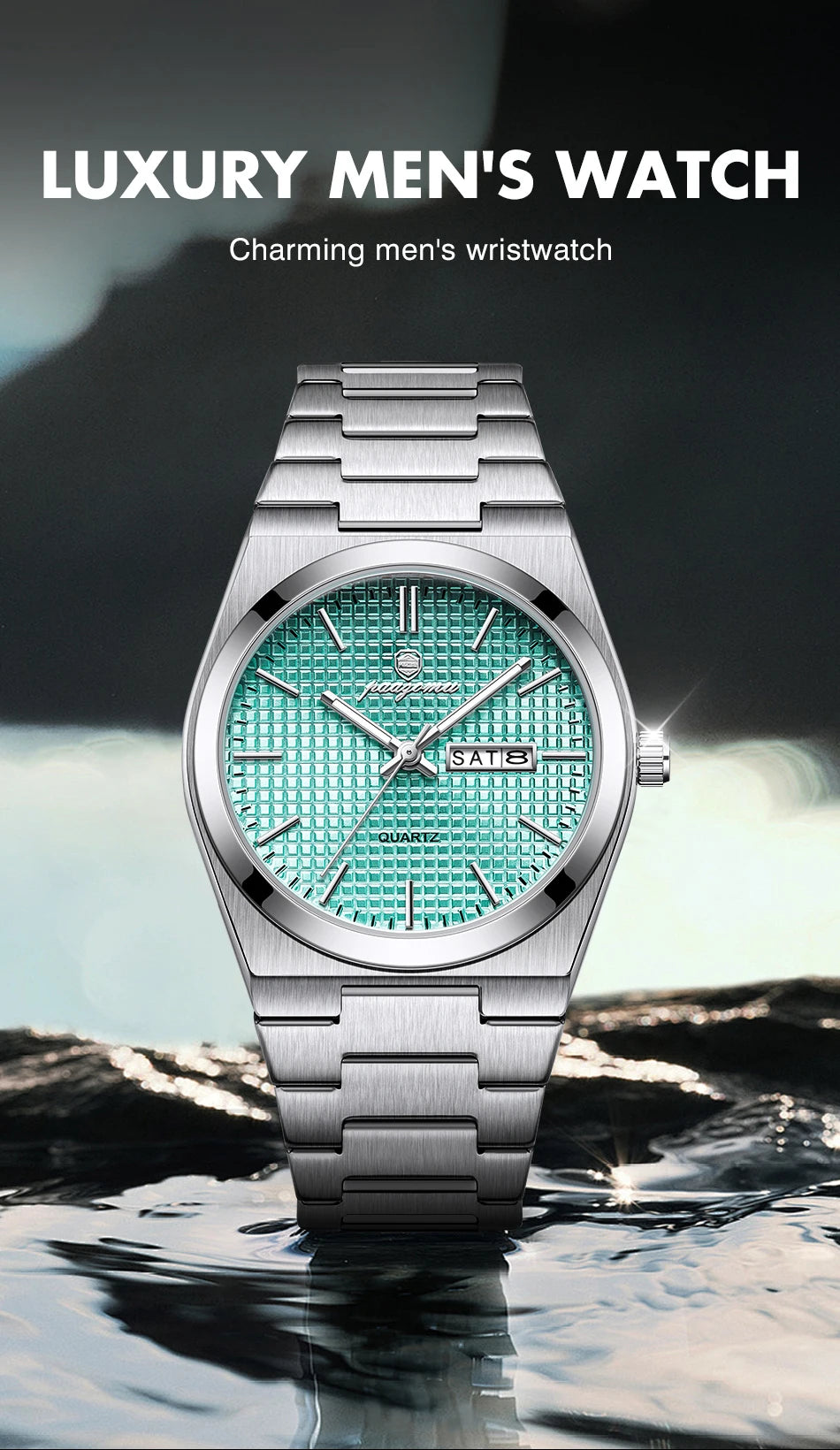 PAAZOMU Top Original Men's Watches Stainless Steel Waterproof Luminous Man Watch Date Week Classic Trendy Quartz Men Wristwatch