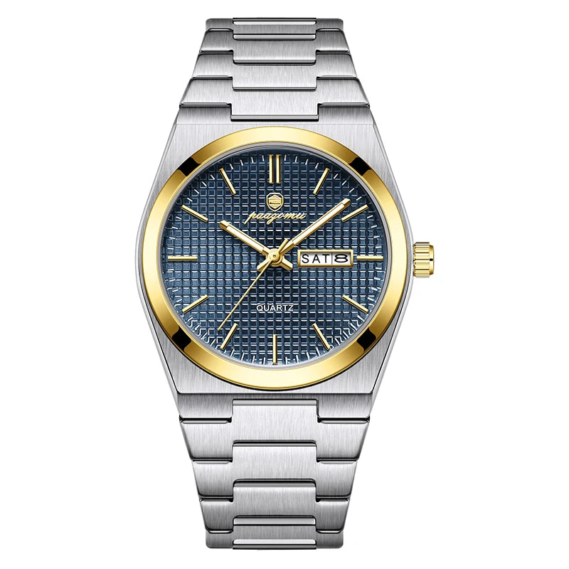 POEDAGAR  Luxury Businessman Watch Week Date Waterproof Luminous Watches for Men Stainless Steel Quartz Fashion Male Wrist Watch