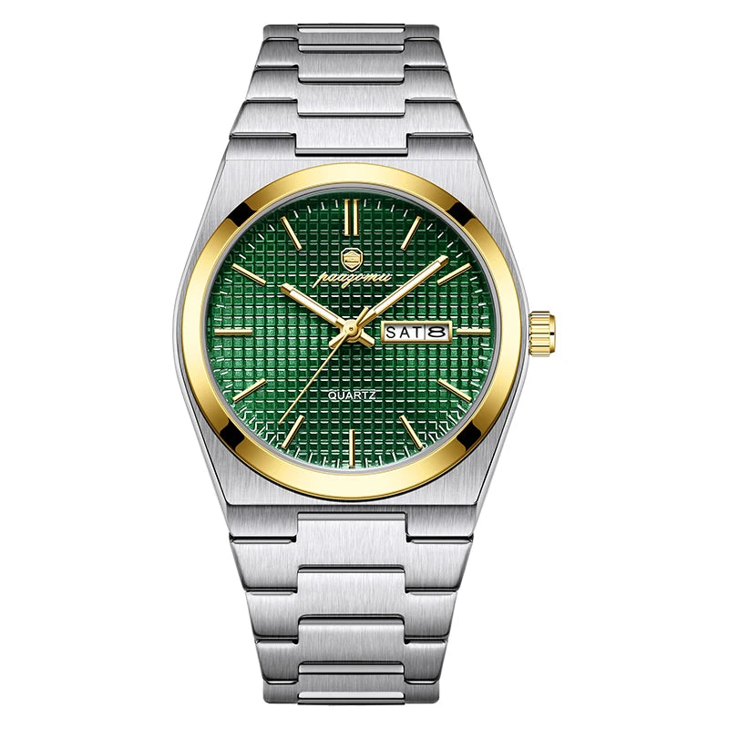 POEDAGAR  Luxury Businessman Watch Week Date Waterproof Luminous Watches for Men Stainless Steel Quartz Fashion Male Wrist Watch
