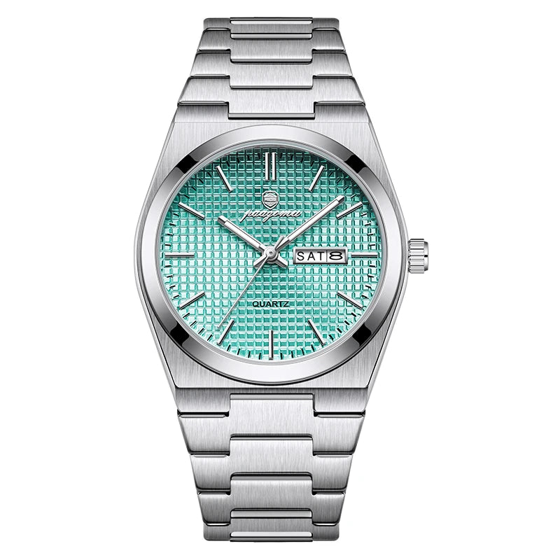 POEDAGAR  Luxury Businessman Watch Week Date Waterproof Luminous Watches for Men Stainless Steel Quartz Fashion Male Wrist Watch