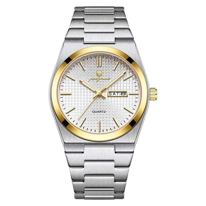 POEDAGAR  Luxury Businessman Watch Week Date Waterproof Luminous Watches for Men Stainless Steel Quartz Fashion Male Wrist Watch