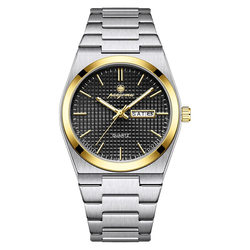 POEDAGAR  Luxury Businessman Watch Week Date Waterproof Luminous Watches for Men Stainless Steel Quartz Fashion Male Wrist Watch